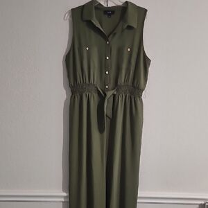 Womens Olive Green XL Sleeveless Romper Jumpsuit Minimalist